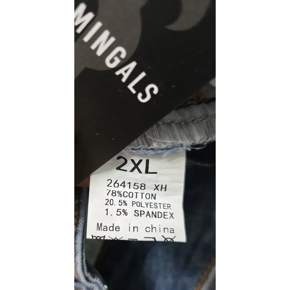 Flamingals Women’s Denim Shorts 2XL Blue Raw Hem Stretch NWT - Picture 3 of 4